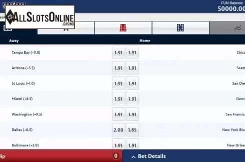 Game Screen. Touchdown (1X2gaming) from 1X2gaming