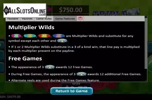 Features screen