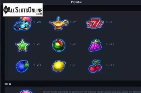 Paytable 1