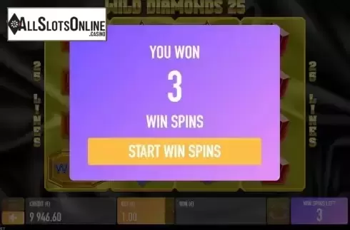 Free Spins screen