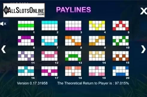 Paytable 6. Wild Dodo from Side City