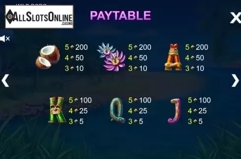 Paytable 4. Wild Dodo from Side City