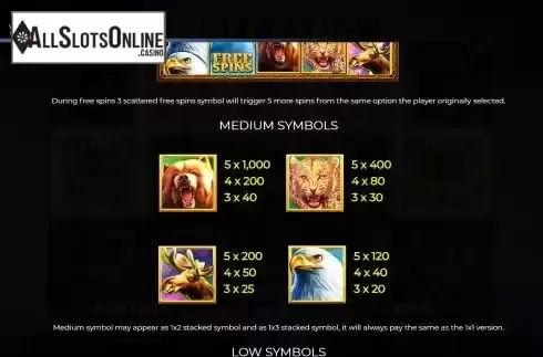 Paytable screen