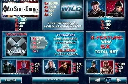 Screen2. X-Men from Playtech