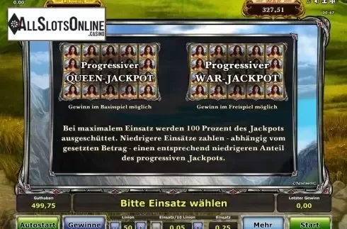 Paytable 3. Zenia Queen of War from Greentube