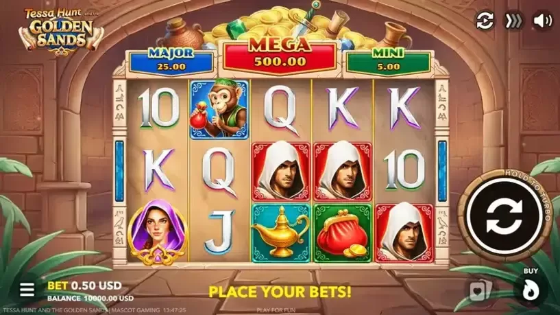 Tessa Hunt and the Golden Sands slot screenshot 
