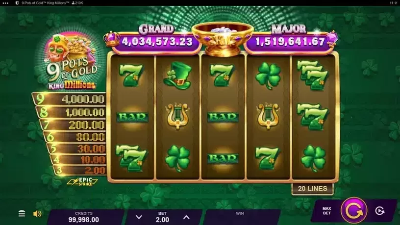 9 Pots of Gold King Millions slot screenshot 