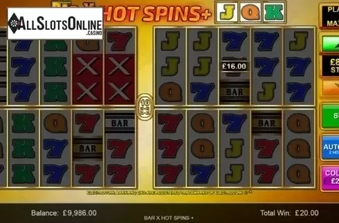 Winscreen 7. Bar-X Hot Spins+ from Inspired Gaming