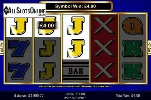 Win screen 1. Bar-X Hot Spins+ from Inspired Gaming
