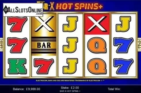 Game screen. Bar-X Hot Spins+ from Inspired Gaming
