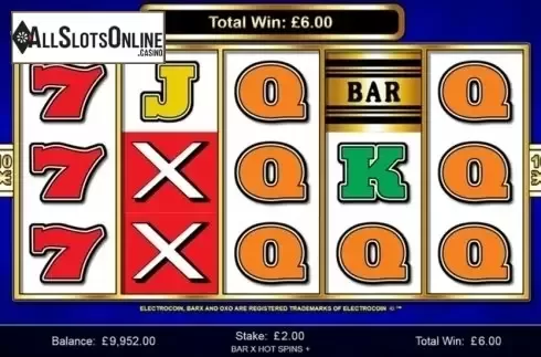 Win screen 2. Bar-X Hot Spins+ from Inspired Gaming