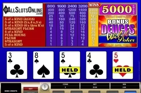 Game Screen. Bonus Deuces Wild (Microgaming) from Microgaming