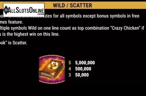 Paytable 1. Book Of Crazy Chicken from Bally Wulff