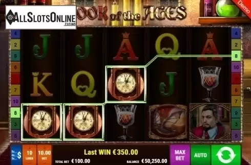 Win Screen. Book of the Ages from Bally Wulff