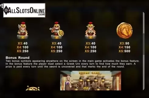 Paytable 2. Bounty Of Troy from Magma