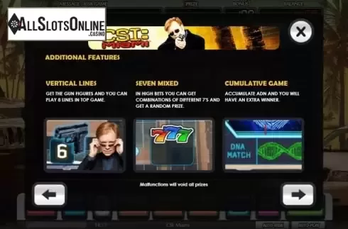 Additional Features screen