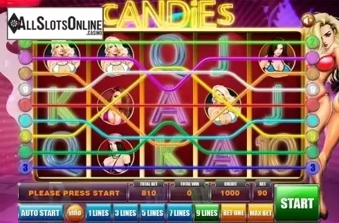 Reels screen. Candies from GameX