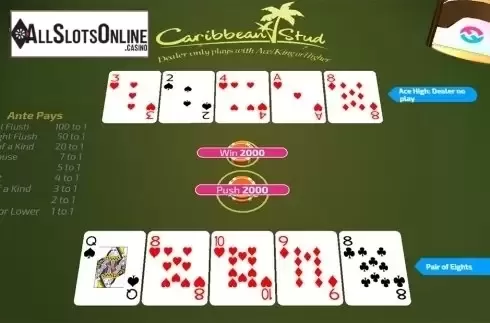 Win screen. Caribbean Stud (FunFair) from FunFair