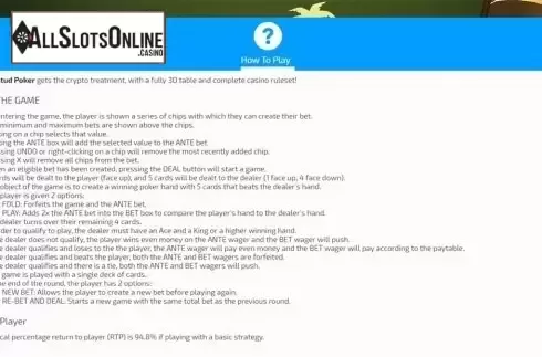 Paytable. Caribbean Stud (FunFair) from FunFair