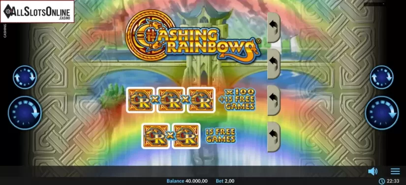 Game Screen. Cashing Rainbows Pull Tab from Realistic