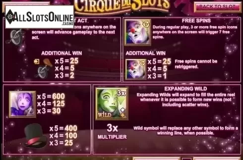 Screen3. Cirque du Slots from Rival Gaming