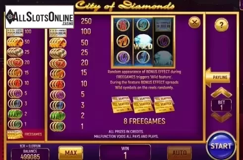PayTable screen