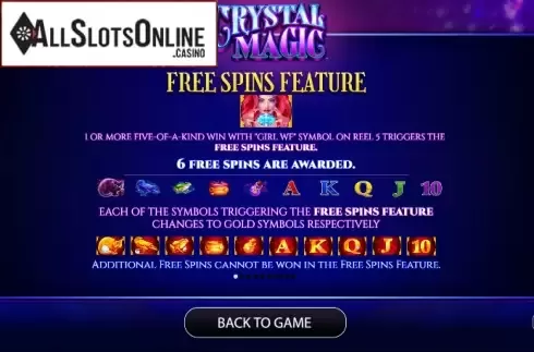 Paytable 1. Crystal Magic from AGS