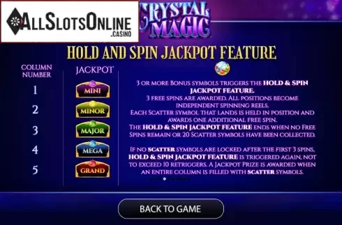 Paytable 4. Crystal Magic from AGS