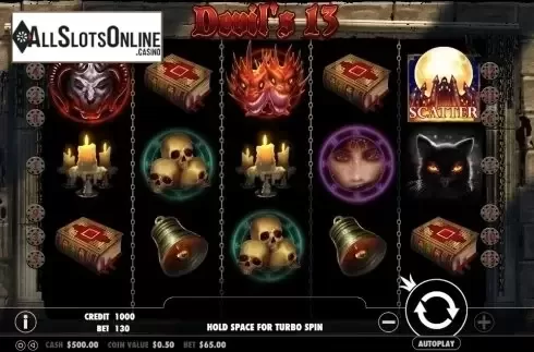 Game Workflow screen. Diablo 13 from Pragmatic Play
