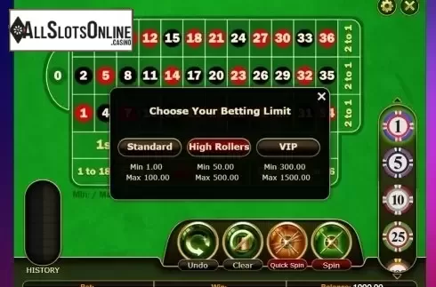 Reels screen. European Roulette Pro (GVG) from GVG