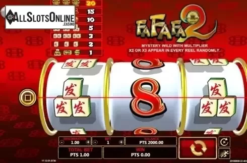 Reel screen. Fafafa 2 from Spadegaming