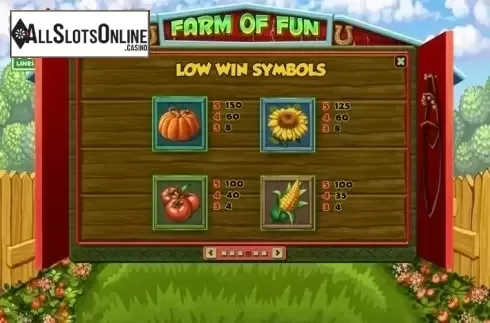 Paytable 4. Farm of Fun from Spinomenal