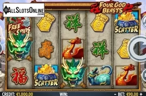 Reels screen. Four God Beasts from Octavian Gaming