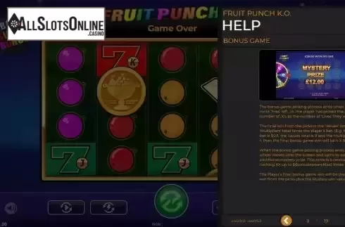 Bonus Game screen 2