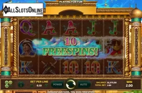 Free Spins screen