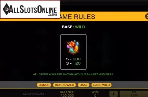 Paytable screen 3. Genie's Palace from High 5 Games