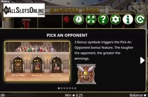 Feature screen 1. Gladiator Arena from Booming Games
