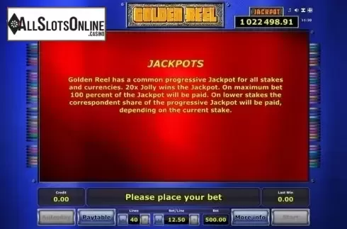 Paytable 3. Golden Reel from Greentube