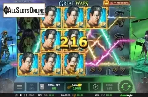 Win screen. Great Wars from StakeLogic