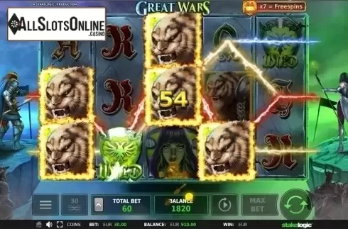 Wild win screen. Great Wars from StakeLogic