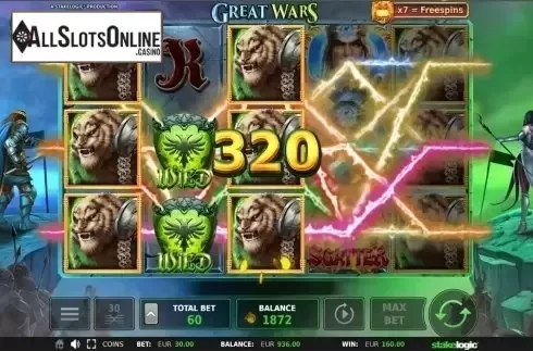 Wild win screen 2. Great Wars from StakeLogic