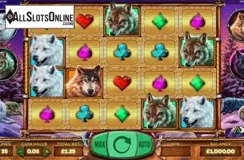 Reels screen. Howlin' Wilds from Leander Games