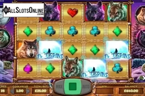 Scatter win screen. Howlin' Wilds from Leander Games