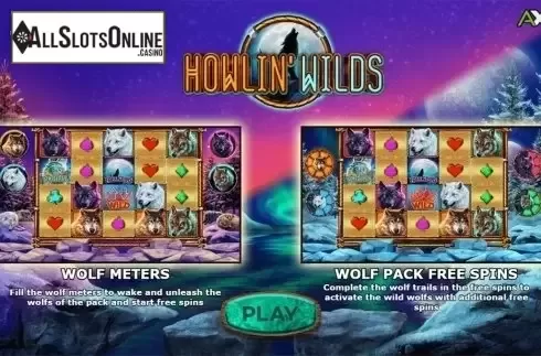 Intro screen. Howlin' Wilds from Leander Games