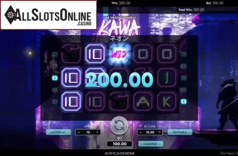 Win screen 1. Kawa The Neon Samurai from Arcadem