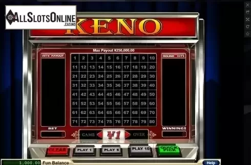 Reels screen. Keno (RTG) from RTG