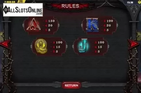 Paytable 2. Legend of the Night from Dream Tech