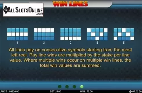 Paytable screen 2. Lucky Fruit Lines from 7mojos