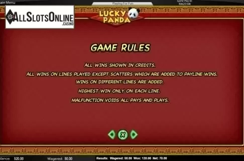 Rules. Lucky Panda (Top Trend Gaming) from TOP TREND GAMING