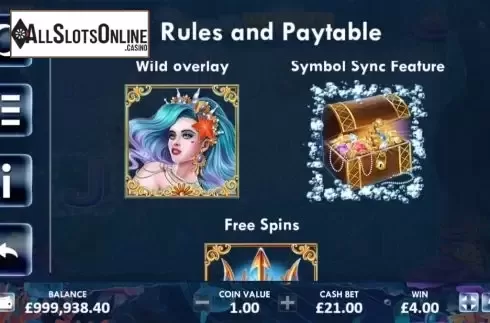 Features screen. Mermaid’s Wealth from ReelNRG